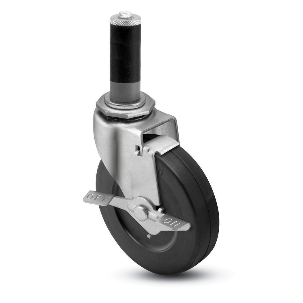 150 lbs Capacity Fits 1-1/8-1-3/16 Square Tube Diameter Zinc Finish Shepherd Regent Series 5 Diameter Hard Rubber Wheel Swivel Caster with Tread Brake Expanding Adapter Stem 150 lbs Capacity Fits 1-1/8-1-3/16 Square Tube Diameter Zinc Finish Shepherd Regent Series 5 Diameter Hard Rubber Wheel Swivel Caster with Tread Brake Expanding Adapter Stem